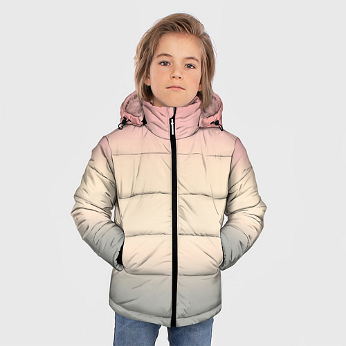 Зимняя куртка для мальчика Персиковый и серый градиент / 3D-Черный – фото 3