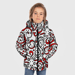 Куртка зимняя для мальчика Красный кружевной узор, цвет: 3D-светло-серый — фото 2