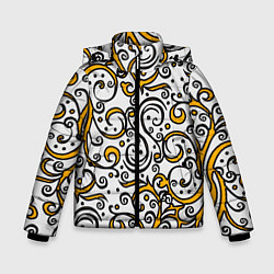 Куртка зимняя для мальчика Жёлтый кружевной узор, цвет: 3D-светло-серый