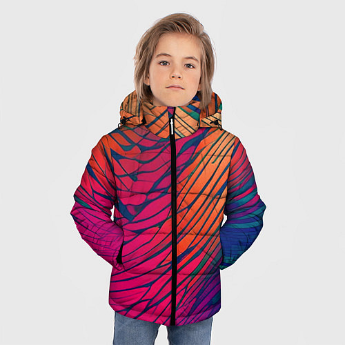 Зимняя куртка для мальчика Буйство красок акварелика / 3D-Черный – фото 3