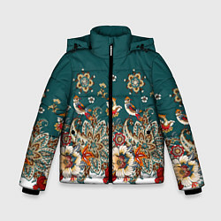 Зимняя куртка для мальчика Индийский орнамент с птицами