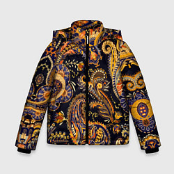 Куртка зимняя для мальчика Индийские узоры пейсли, цвет: 3D-черный