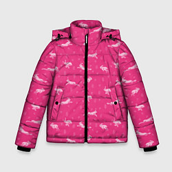 Куртка зимняя для мальчика Розовые зайцы, цвет: 3D-красный