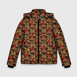 Куртка зимняя для мальчика Паттерн с оленями, цвет: 3D-черный
