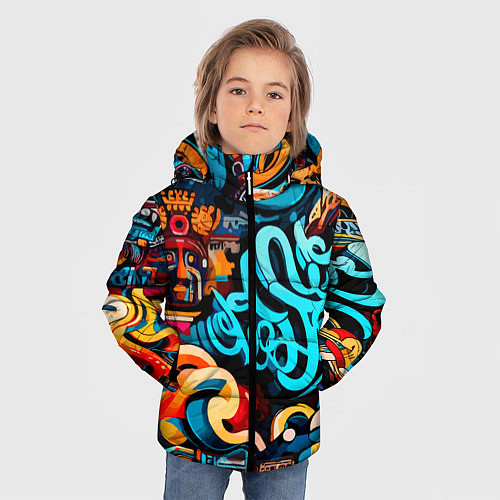 Зимняя куртка для мальчика Abstract graffiti - ai art / 3D-Красный – фото 3