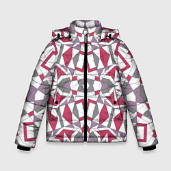 Куртка зимняя для мальчика Геометрический узор красно серый, цвет: 3D-черный