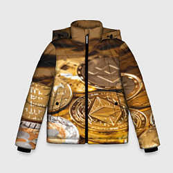Куртка зимняя для мальчика Виртуальные монеты, цвет: 3D-светло-серый