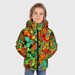 Куртка зимняя для мальчика Индийский этнический орнамент пейсли, цвет: 3D-красный — фото 2