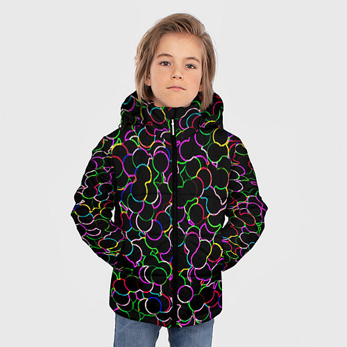 Зимняя куртка для мальчика Неоновые шарики / 3D-Черный – фото 3