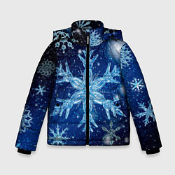 Куртка зимняя для мальчика Новогодние снежинки кружатся, цвет: 3D-черный