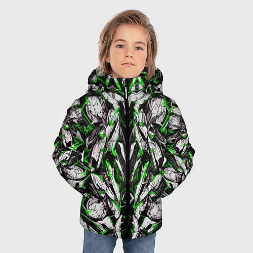 Зимняя куртка для мальчика Зелёная кибернетическая броня / 3D-Черный – фото 3