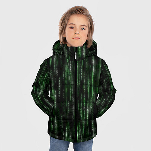 Зимняя куртка для мальчика Матричный паттерн / 3D-Черный – фото 3