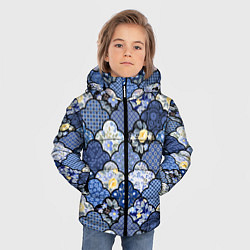 Куртка зимняя для мальчика Цветочный лоскутный коллаж, цвет: 3D-черный — фото 2