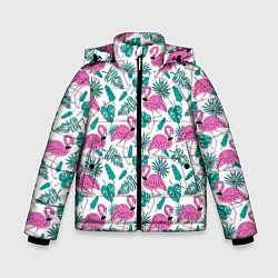 Куртка зимняя для мальчика Тропический розовый фламинго, цвет: 3D-светло-серый