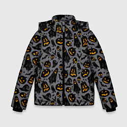 Куртка зимняя для мальчика Праздничный узор хэллоуина, цвет: 3D-черный