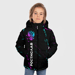 Куртка зимняя для мальчика Ростислав и неоновый герб России по-вертикали, цвет: 3D-черный — фото 2