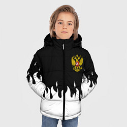 Куртка зимняя для мальчика Герб РФ огонь патриотический стиль, цвет: 3D-светло-серый — фото 2
