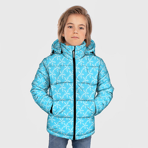 Зимняя куртка для мальчика Паттерн снежинки голубой / 3D-Светло-серый – фото 3