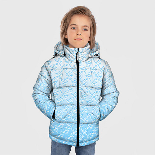 Зимняя куртка для мальчика Переливающиеся снежинки паттерн / 3D-Светло-серый – фото 3