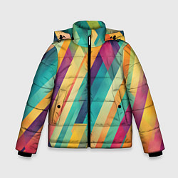 Куртка зимняя для мальчика Цветные диагональные полосы, цвет: 3D-красный