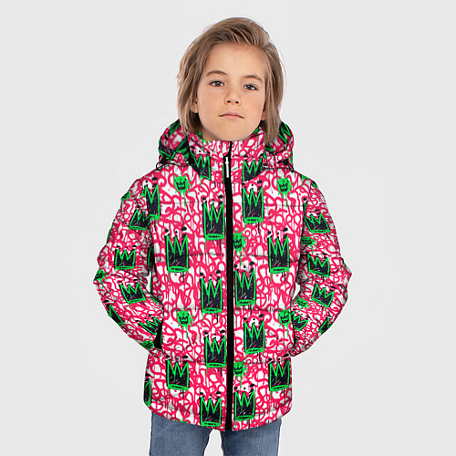 Зимняя куртка для мальчика Каракулевые короны / 3D-Светло-серый – фото 3