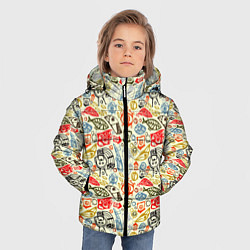 Куртка зимняя для мальчика Этнический узор животных, цвет: 3D-светло-серый — фото 2