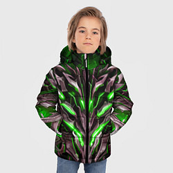 Куртка зимняя для мальчика Зелёная кибер броня, цвет: 3D-красный — фото 2