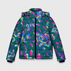 Куртка зимняя для мальчика Абстрактные лепестки, цвет: 3D-светло-серый