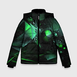 Куртка зимняя для мальчика Геометрическая текстурная зеленая абстракция, цвет: 3D-черный