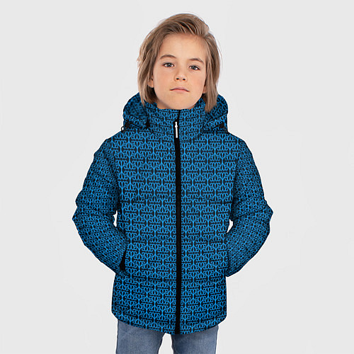 Зимняя куртка для мальчика Тёмно-синий узоры / 3D-Черный – фото 3