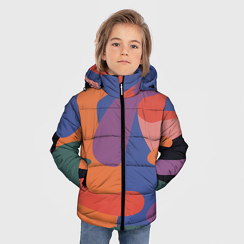 Зимняя куртка для мальчика Цветные кляксы / 3D-Черный – фото 3