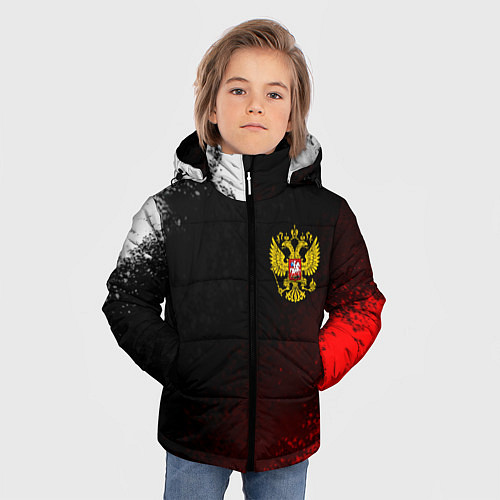 Зимняя куртка для мальчика Герб РФ краски империи / 3D-Красный – фото 3