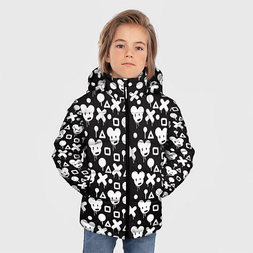 Зимняя куртка для мальчика Черно белые фигурки / 3D-Черный – фото 3