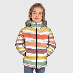 Куртка зимняя для мальчика Разноцветные полосы от руки, цвет: 3D-черный — фото 2