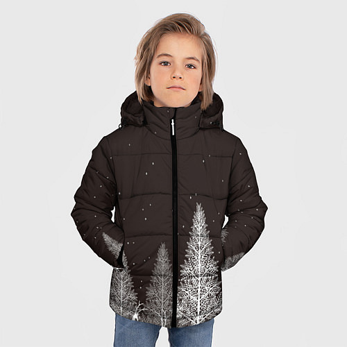 Зимняя куртка для мальчика Олени в лесу / 3D-Светло-серый – фото 3