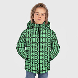 Куртка зимняя для мальчика Чёрные узоры на зелёном, цвет: 3D-светло-серый — фото 2