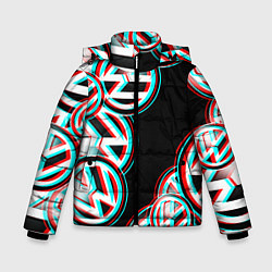 Куртка зимняя для мальчика Volkswagen glitch pattern, цвет: 3D-светло-серый
