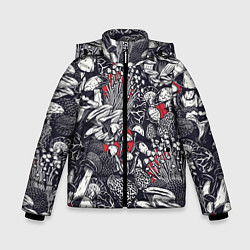 Куртка зимняя для мальчика Разные грибы, цвет: 3D-красный