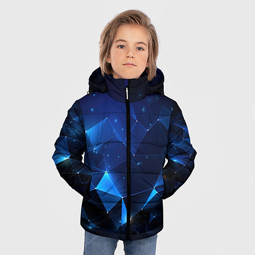 Зимняя куртка для мальчика Синяя геометрическая абстракция / 3D-Красный – фото 3