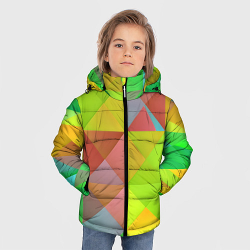 Зимняя куртка для мальчика Разноцветные фигуры / 3D-Светло-серый – фото 3