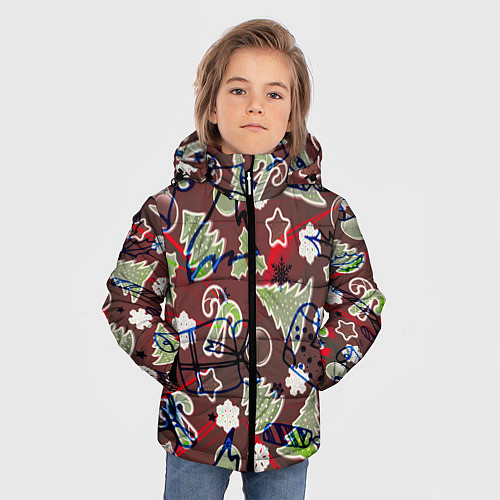 Зимняя куртка для мальчика Ёлочные игрушки / 3D-Черный – фото 3