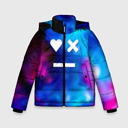 Куртка зимняя для мальчика Love death and robots serial gradient, цвет: 3D-черный
