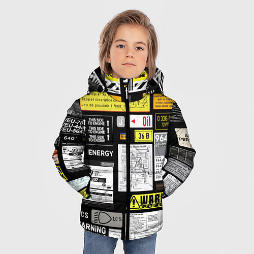 Зимняя куртка для мальчика Инженерные знаки / 3D-Светло-серый – фото 3