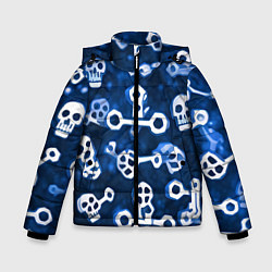 Зимняя куртка для мальчика Белые черепки и кости на синем