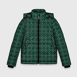 Зимняя куртка для мальчика Тёмно-зелёный паттерн квадраты