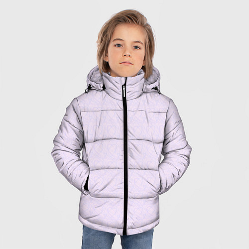 Зимняя куртка для мальчика Бледный паттерн контуров сердец / 3D-Красный – фото 3