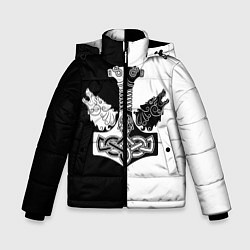 Куртка зимняя для мальчика Волки и молот Тора, цвет: 3D-светло-серый