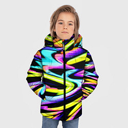 Куртка зимняя для мальчика Экспрессивная неоновая абстракция, цвет: 3D-черный — фото 2