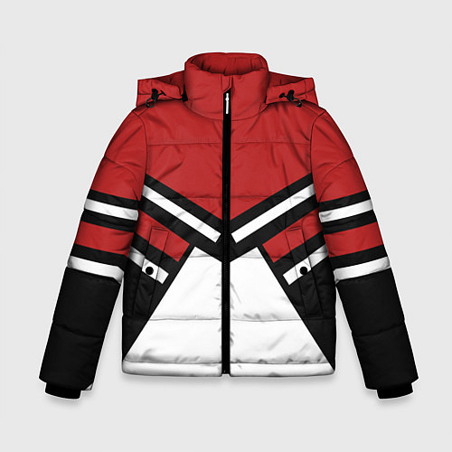Зимняя куртка для мальчика Советский спорт с полосами / 3D-Светло-серый – фото 1
