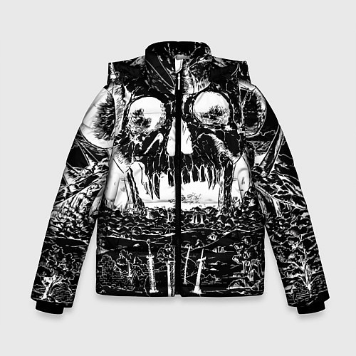 Зимняя куртка для мальчика Череп черного клевера / 3D-Светло-серый – фото 1